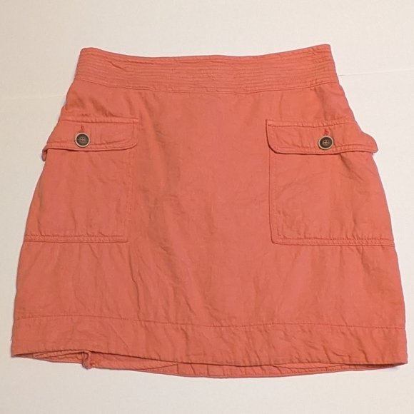 Anthropologie Utility Mini Skirt Orange Front Pockets Size 4 - Picture 4 of 8